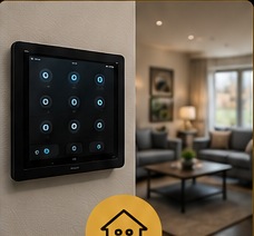 Smart-Home-Steuerung in einem modernen Wohnraum